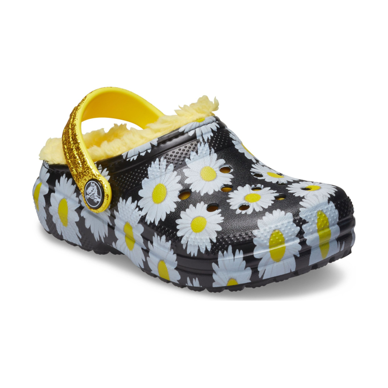 Crocs™ Classic Lined Vacay Vibes Clog Kid's Black Daisy