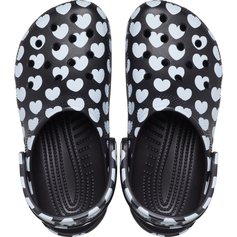 Crocs™ Classic Heart Print Clog 207679 Black/White