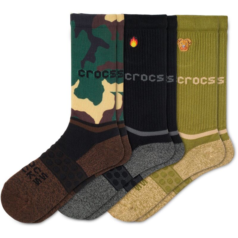 Crocs™ Adult Crew Graph 3-Pack Socks Black/Camo