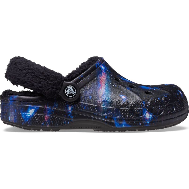 Crocs™ Baya Lined Fuzz Strap Graphic Clog Black/Multi