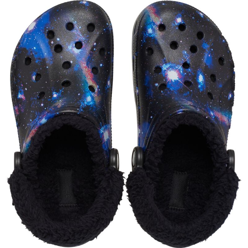 Crocs™ Baya Lined Fuzz Strap Graphic Clog Black/Multi