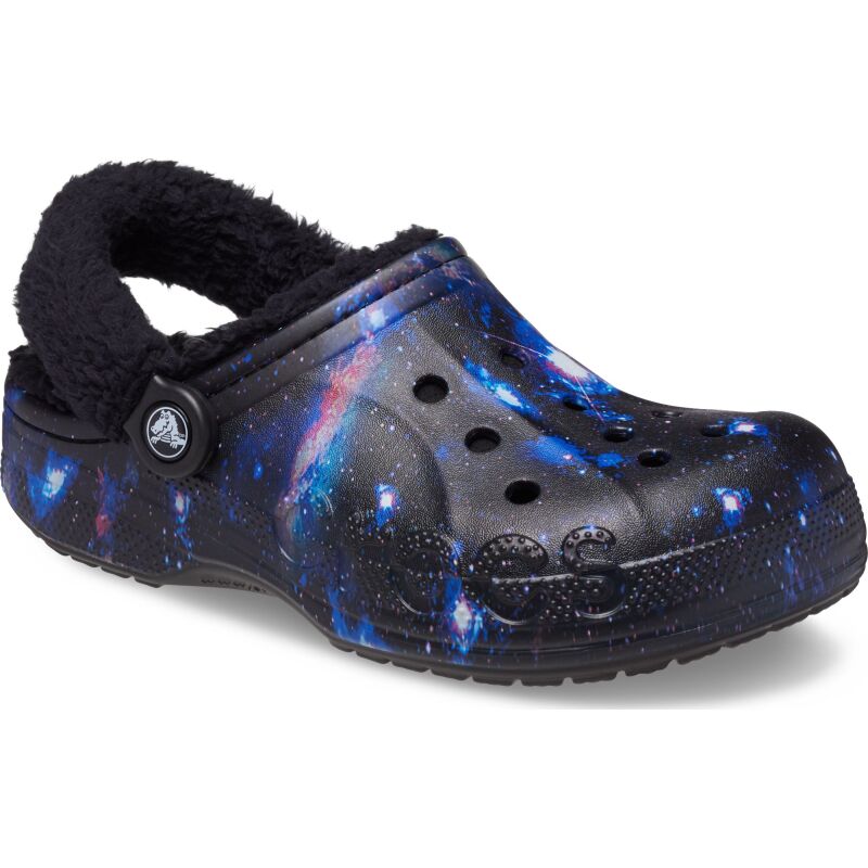 Crocs™ Baya Lined Fuzz Strap Graphic Clog Black/Multi