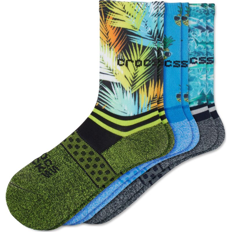 Crocs™ KID CREW BOY POOL PARTY 3 PACK SOCKS Blue / Green