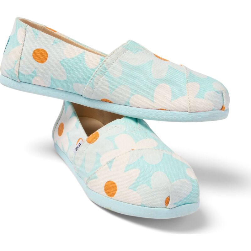 TOMS RETRO FLORAL WOMEN'S ALPARGATA Soft Blue