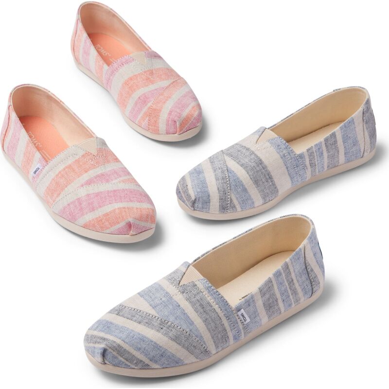 TOMS Wide Stripe Women's Alpargata Fuchsia Rose