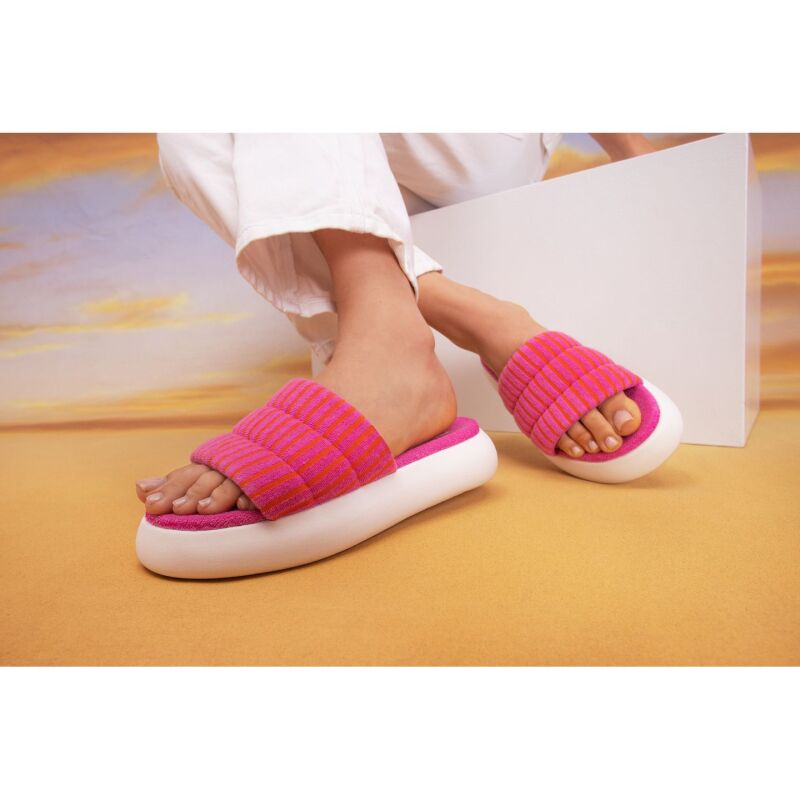 TOMS Striped Terry Women Alpargata Mallow Slide Pink