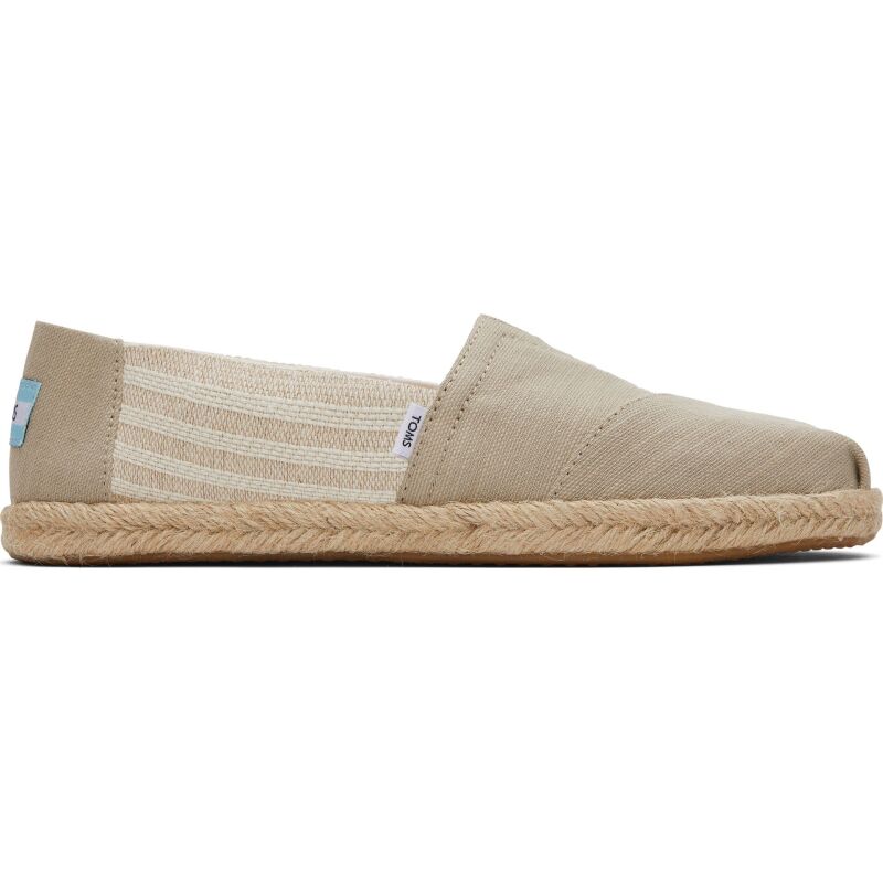 TOMS Recycled Cotton Stripes Women Alpargata Rope Oxford Tan