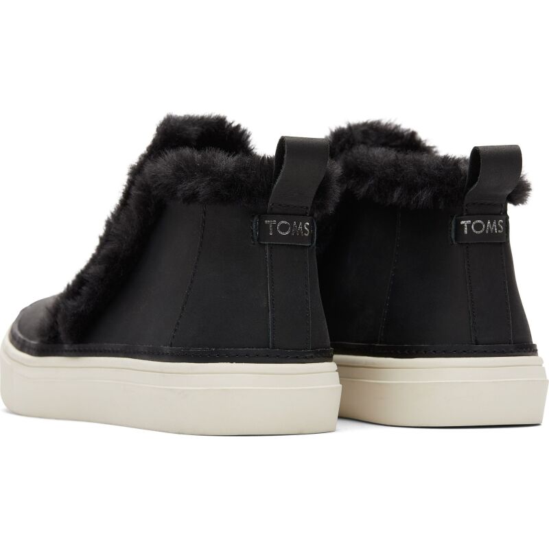 TOMS Leather Faux Fur Women's Bryce Sneaker Black