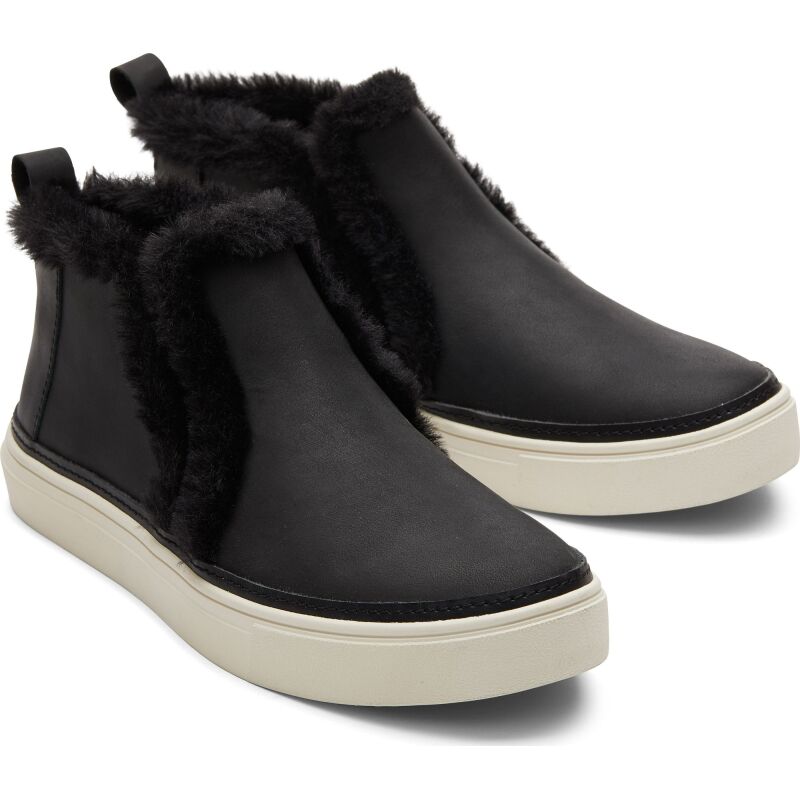 TOMS Leather Faux Fur Women's Bryce Sneaker Black