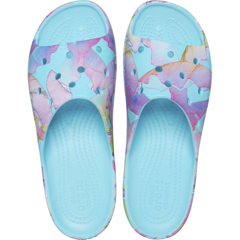 Crocs™ Classic Platform Palm Print Slide Neptune/Multi