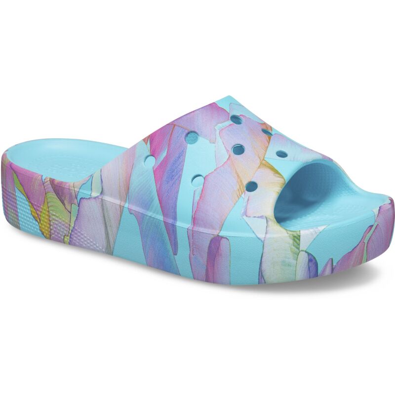 Crocs™ Classic Platform Palm Print Slide Neptune/Multi