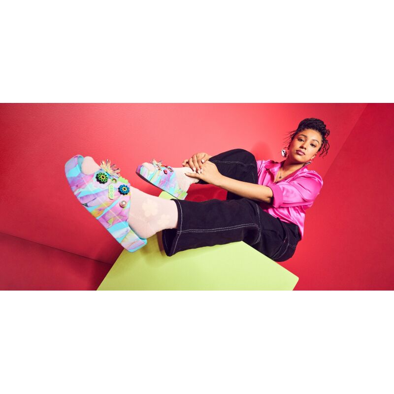 Crocs™ Classic Platform Palm Print Slide Neptune/Multi