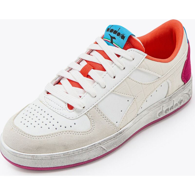 DIADORA Magic Basket Low Croco Wn Wht/Bachelor Button/Daiquiri