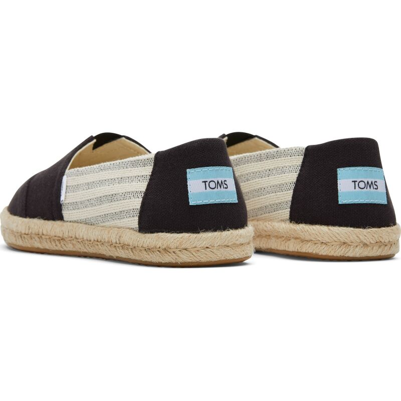 TOMS Recycled Cotton Stripes? Women Alpargata Rope Black