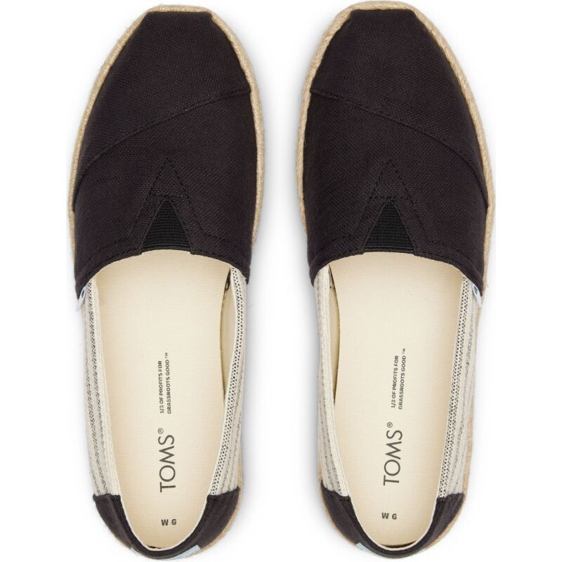 TOMS Recycled Cotton Stripes? Women Alpargata Rope Black