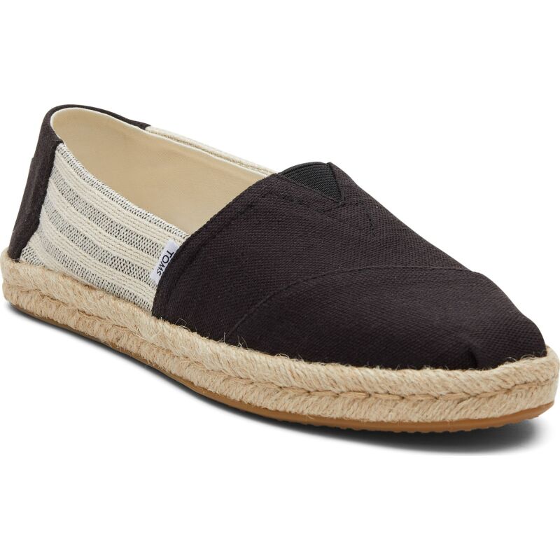 TOMS Recycled Cotton Stripes? Women Alpargata Rope Black