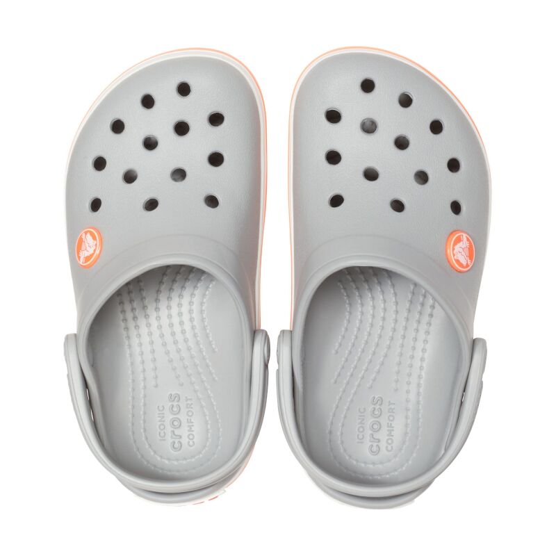 Crocs™ Kids' Crocband Clog Light Grey/Bright Coral