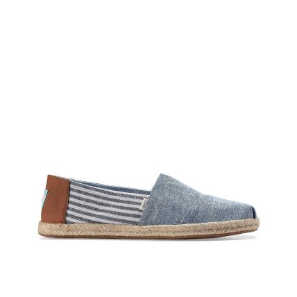 TOMS Chambray Stripes Men's Rope Alpargata Navy