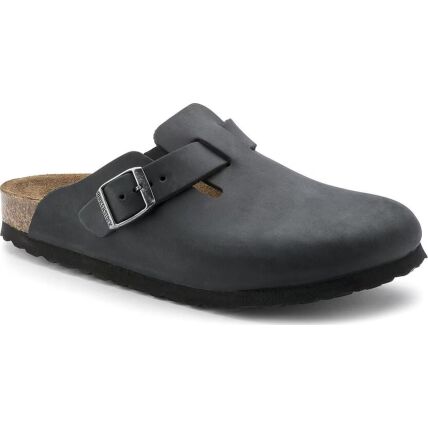 Birkenstock Boston Natural Leather Oiled Regular Black